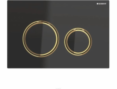 Geberit splachovací tlačítko Geberit Sigma21, přední, černé sklo, kroužky: mosaz [1]