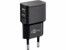 Goobay Napájací a nabíjací adaptér 230V na 2x USB, max.2,4A, čierny