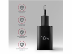 AXAGON ACU-QC18, nabíječka do sítě 18W, 1x port USB-A, QC3.0/AFC/Apple, černá