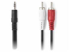 NEDIS redukční stereo audio kabel s jackem/ zástrčka 3,5 mm - 2x zástrčka RCA/ černý/ bulk/ 2m