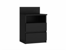 Topeshop M1 ČIERNA MAT nočný stolík 2 zásuvka/zásuvok Čierna