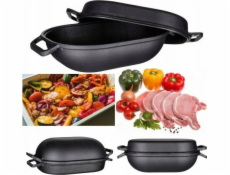 Pekáč Banquet litinový Excellent 39 x 26 x 14 cm, 3 + 4 l, oválný s víkem, černý