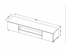 Cama TV stolek VIVA 180 černá/černý lesk + bílá