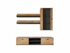 Set Cama SOHO 5 (RTV180 skříň + nástěnná skříň + police) dub lefkas + černá