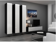 Cama Obývací skříň sestava VIGO 14 černo/bílý lesk