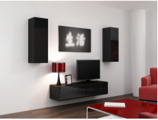 Cama Obývací skříň sestava VIGO 7 černá/černý lesk