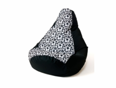 Sako taška pouffe Hruška tisk černá koule L 105 x 80 cm