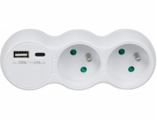 Maclean Power Socket Splitter se 2 zásuvkami 2x USB A/C Typ E 2x16A MCE339 E
