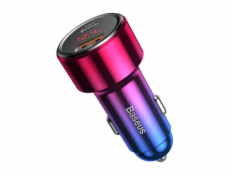 Nabíjačka do auta Baseus Magic USB + USB-C QC 4.0 PD 45W (červená-modrá)