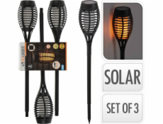 PROGARDEN Lampa solární zahradní pochodeň s efektem plamene sada 3 ks KO-CX2100520