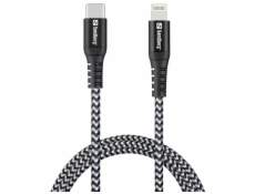 Sandberg Survivor nabíjecí kabel PD 20W USB-C do Lightning, 1m, černo-bílá