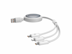 Kábel 3 v 1 Baseus Free2Draw USB na M+L+C 100W, 1,1 m (biely)