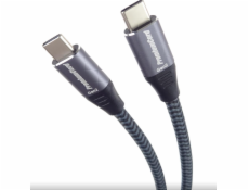 PremiumCord USB-C kabel ( USB 3.2 GEN 2x2, 5A, 100W, 20Gbit/s ) 3m, bavlněný oplet