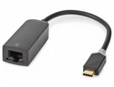 NEDIS kabelový adaptér USB 3.2 Gen 1/ USB-C zástrčka - RJ45 zásuvka/ kulatý/ černý/ 20cm