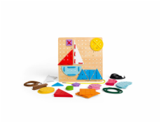 Bigjigs Toys Dřevěná šněrovací hra Geometrické tvary