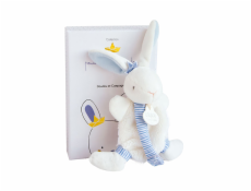 Doudou Dárková sada - Hračka s úchytem na dudlík králíček 15 cm modrý