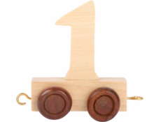 Vagónek dřevěné vláčkodráhy - přírodní číslice - číslo 1 Vagónek dřevěné vláčkodráhy - přírodní číslice - číslo 1