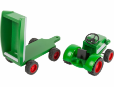 small foot Dřevěný traktor s vlečkou zelený