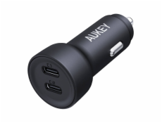 Aukey CC-Y23 nabíjačka do auta, 2xUSB-C, 65W (čierna)
