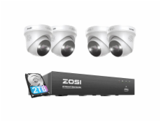 IP Camera ZOSI C225 4 pcs WiFi 5MP + NVR 8ch + 2TB HDD
