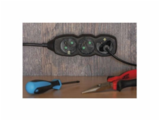 Prodlužovací kabel 2 m / 5 zásuvek / černý / PVC / 1 mm2