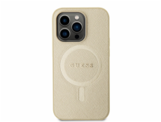 Guess PU Saffiano MagSafe Zadní Kryt pro iPhone 15 Pro Beige