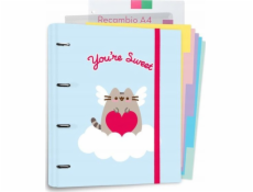 Pusheen šanón - šanón A4 z kolekcie Purrfect Love so stránkami (4 krúžky, gumička)