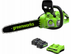 Greenworks reťazová píla 2x24 V Greenworks 36 cm sada GD24X2CS36K4X s nabíjačkou a 2x akumulátory 4,0 Ah