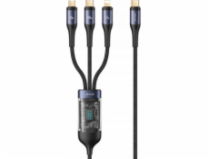 USAMS USB kábel Pletený kábel U83 3v1 100W 1,2m Digital Display PD Fast Charge (lightning/microUSB/USB-C) SJ600USB01 (US-SJ600)
