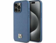 DKNY DKHMP15XPSHRPSB iPhone 15 Pro Max 6.7 modro/modré pevné puzdro Kožený Monogram Vzor Kovové Logo MagSafe