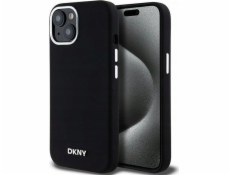 DKNY tekutý silikón s malým kovovým logom MagSafe – púzdro na iPhone 15 Plus / 14 Plus (čierne)