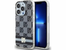 DKNY DKHMP13LHCPTSK iPhone 13 Pro / 13 6.1 čierno/čierne pevné puzdro IML kockovaný mono vzor a tlačené pruhy MagSafe