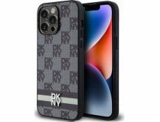 DKNY DKHCP14XPCPTSSK iPhone 14 Pro Max 6.7 čierno/čierne pevné púzdro Kožený kockovaný mono vzor a tlačené pruhy