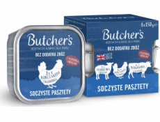 BUTCHER S Original Mix Juicy pates - mokré krmivo pre psov - 4 x 150g