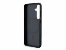DKNY DKHMS24SPSHRPSK S24 S921 čierne/čierne pevné púzdro Kožený Vzor Kovové Logo MagSafe