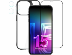 Púzdro 3MK + sklenená obrazovka + šošovka pre iPhone 15 Pro Max 3mk Comfort Set 4v1 púzdro s temperovanou šošovkou