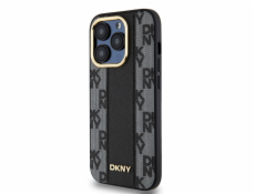 DKNY PU Leather Checkered Pattern Magsafe Zadný Kryt pre iPhone 15 Pro Max Black