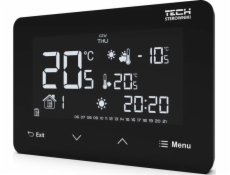 Regulátor Tech Wired ST-293z v3, černý, dvoustavový pokoj, napájení 230V, skleněný, pod omítku