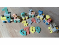 small foot Dřevěný narozeninový vláček se zvířátky