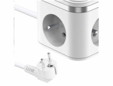 Viking síťový adaptér YC33, 3x 230 V, 1x USB-A, 2x USB-C, tlačítko ON/OFF, délka 1,4 m, bílá