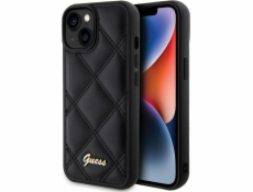 Pevné pouzdro Guess  GUHCP15SPSQSQSK iPhone 15 / 14 / 13 6.1 černo/černé prošívané kovové logo