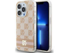 DKNY  DKHMP13LHCPTSP iPhone 13 Pro / 13 6.1 růžové/růžové pevné pouzdro IML kostkovaný mono vzor a tištěné pruhy MagSafe
