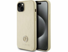 Guess  GUHCP15SPS4DGPD iPhone 15 6.1 zlato/zlaté pevné pouzdro Kožené 4G kovové logo Strass