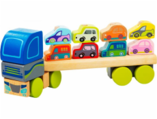 Cubika Dřevěný nákladní automobil s auty 18m+ Cubika