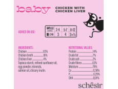 SCHESIR Baby Chicken s játry ve vývaru - mokré krmivo pro koťata - 70g