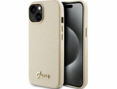 Guess  GUHCP15SPMGMCSD iPhone 15 6.1 zlatý/světle zlatý pevný obal Glitter Glossy Script