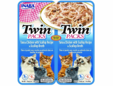 INABA CAT Twin tuňák s kuřecím a mušlemi v bujónu – pochoutka pro kočky – 2x40g