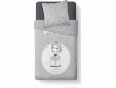 DNES Dívčí povlečení KOOL, 140 x 200 cm, oboustranné, šedé s princeznou
