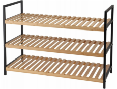 Storage Solutions Police na boty, 3 úrovně, bambusový a kovový rám, 70 x 30 x 48,5 cm