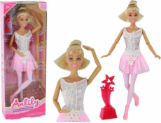 Dětská panenka LeanToys Anlily Ballerina Tanečnice Soška Bun Růžové šaty